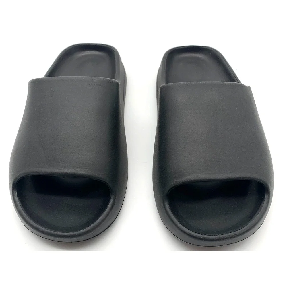 Beach Platform Slide Sandals Unisex Slippers‎ Comfort Black Foam Rubber Sz 42-43